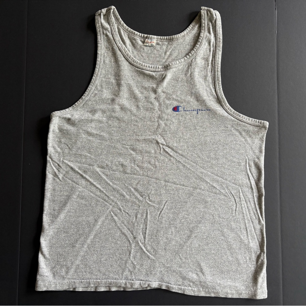 Vintage Champion Heather Gray Tank Top – XL (Made in USA)